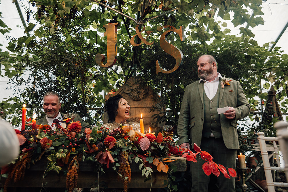 Top Table Flowers Candles Decor Initials Letters Gold Autumn Wedding Rebecca Love Photo