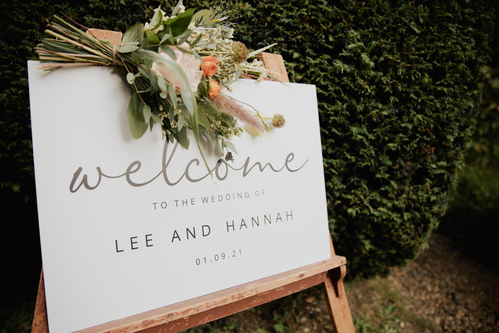 Wecome Sign Flowers Greatest Showman Wedding Kerry Ann Duffy