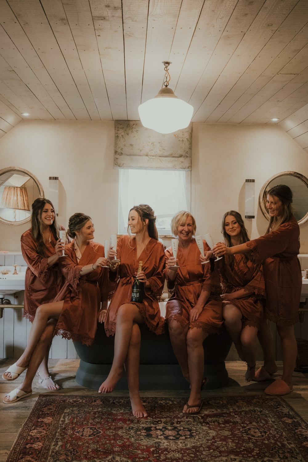Bride Bridesmaids Robes Rust Orange Greatest Showman Wedding Kerry Ann Duffy