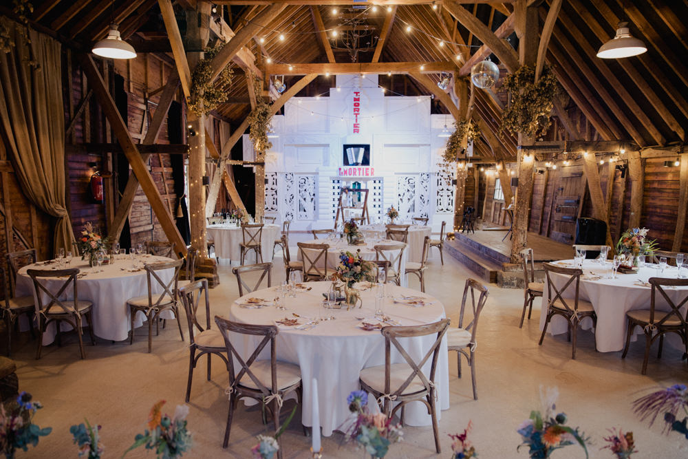 Barn Reception Decor Festoon Lights Greatest Showman Wedding Kerry Ann Duffy