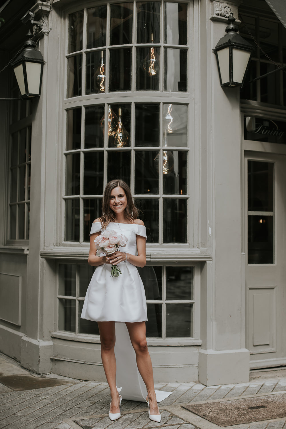 Dress Gown Bride Bridal Mini Short Bow Islington Town Hall Wedding Grace Pham Photography