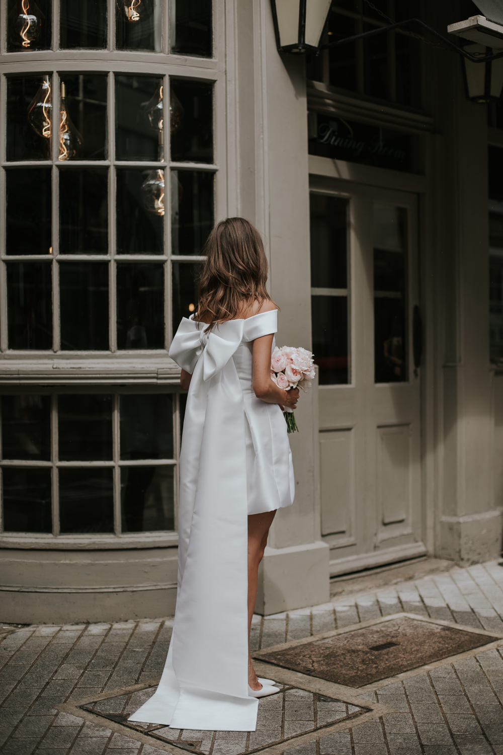 Dress Gown Bride Bridal Mini Short Bow Islington Town Hall Wedding Grace Pham Photography