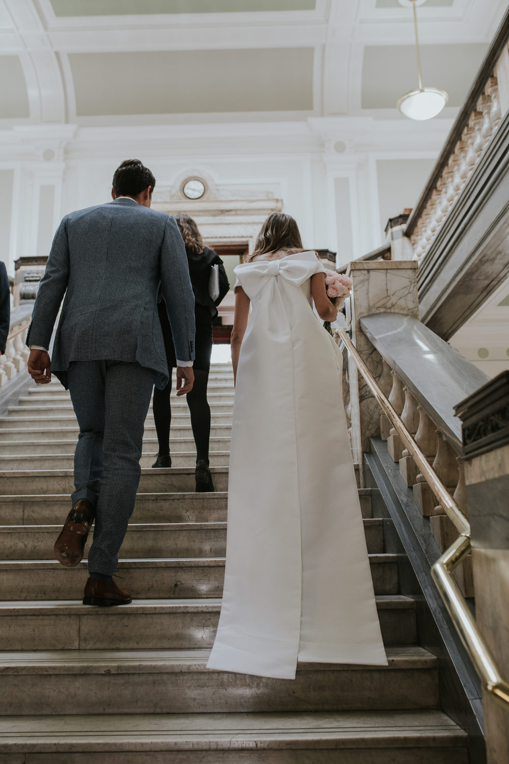 Dress Gown Bride Bridal Mini Short Bow Islington Town Hall Wedding Grace Pham Photography