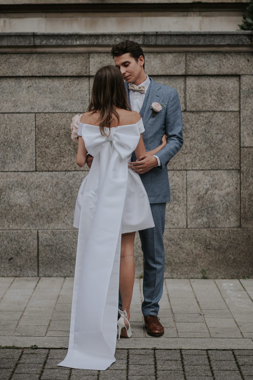 Islington Town Hall Wedding Grace Pham Photography Dress Gown Bride Bridal Mini Short Bow