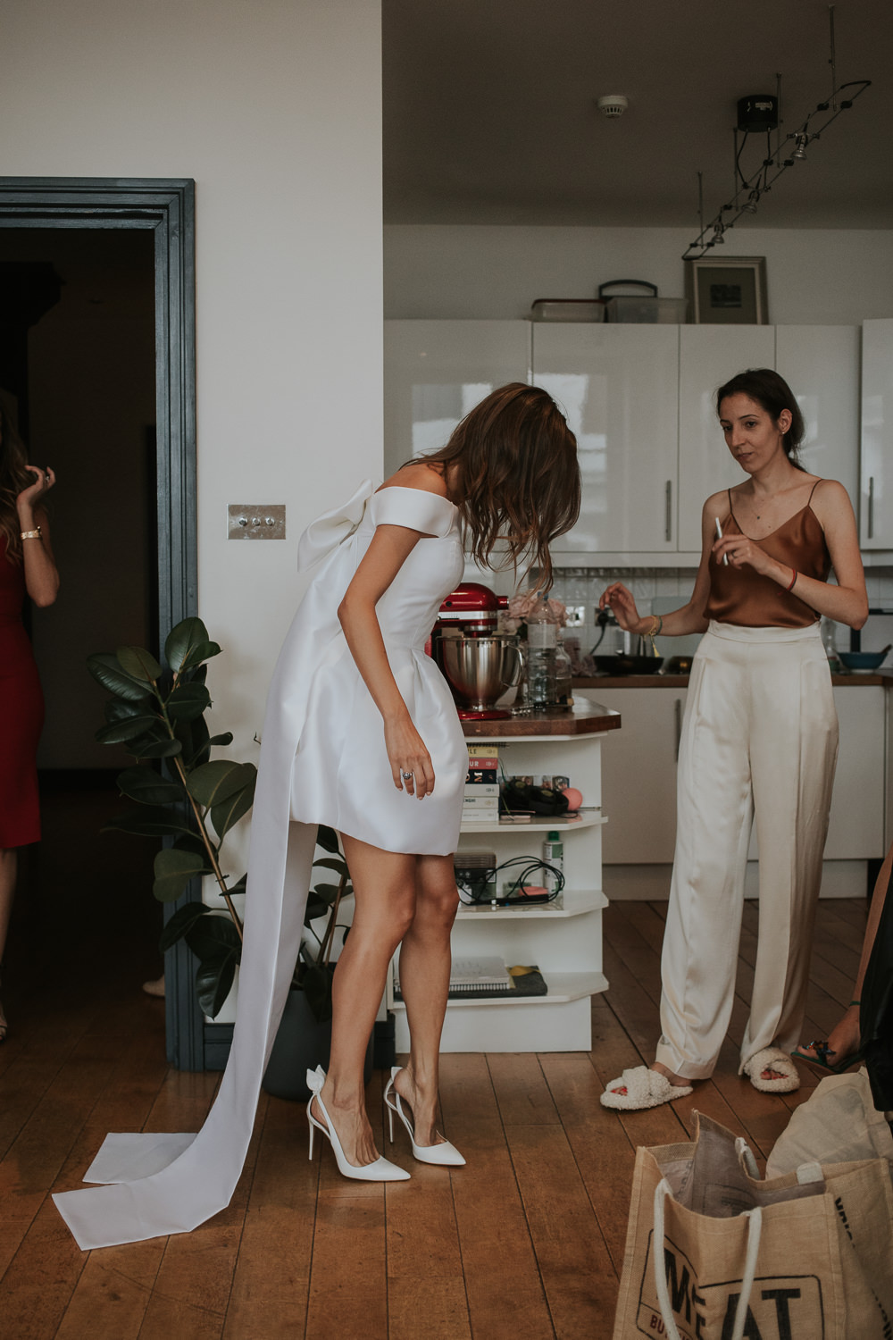 Dress Gown Bride Bridal Mini Short Bow Islington Town Hall Wedding Grace Pham Photography