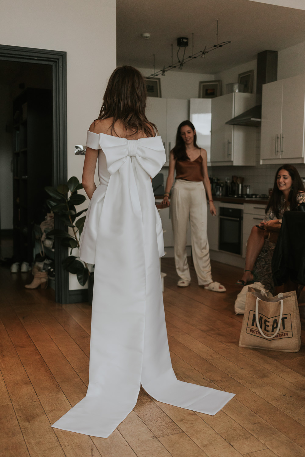 Dress Gown Bride Bridal Mini Short Bow Islington Town Hall Wedding Grace Pham Photography