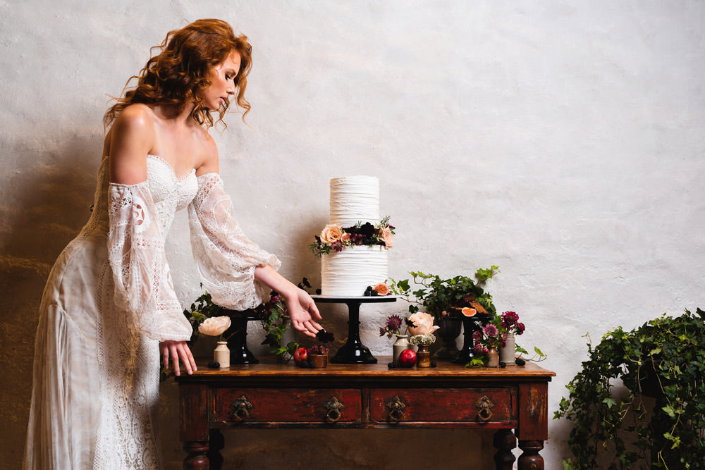 Cake Table Furniture Dresser Flowers Medieval Barn Wedding Sam Gibson Photography