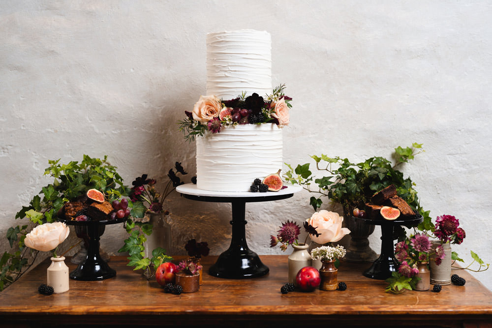 Two Tier Buttercream Cake Flowers Medieval Barn Wedding Sam Gibson Photography