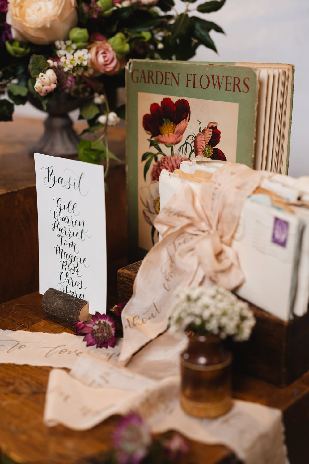 Calligraphy Ribbon Medieval Barn Wedding Sam Gibson Photography