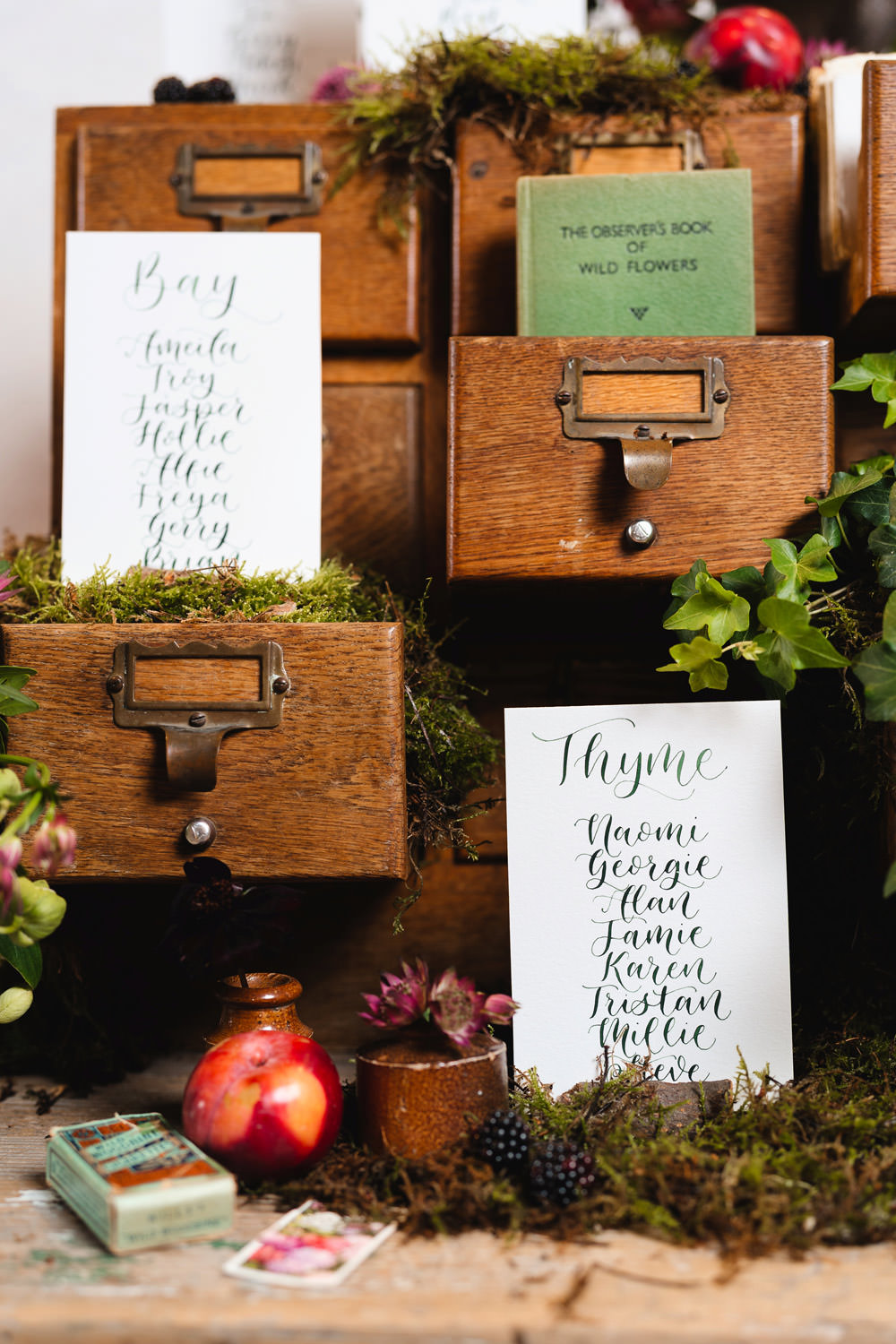 Drawers Table Plan Seating Chart Flowers Medieval Barn Wedding Sam Gibson Photography