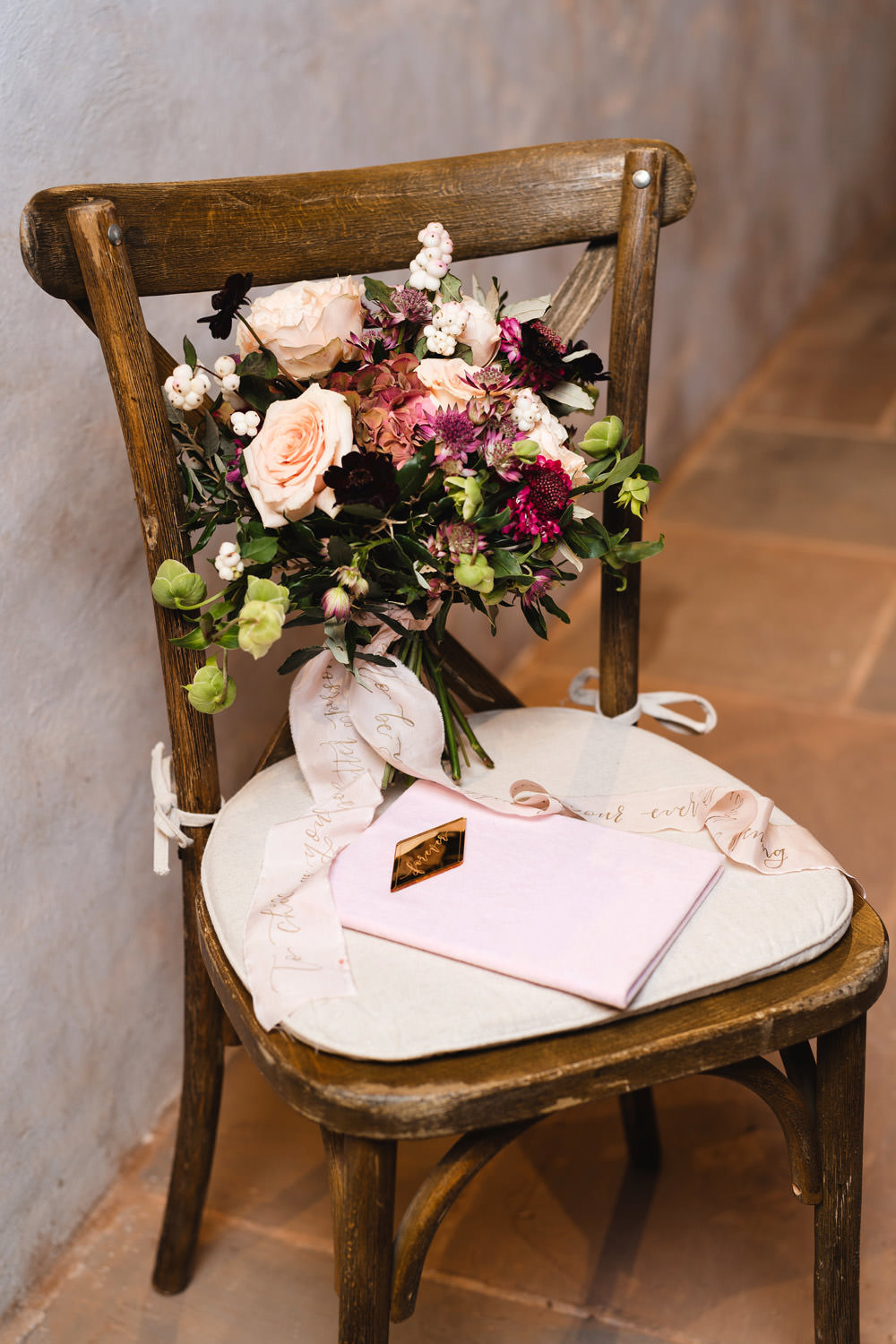 Bouquet Flowers Bride Bridal Stationery Medieval Barn Wedding Sam Gibson Photography