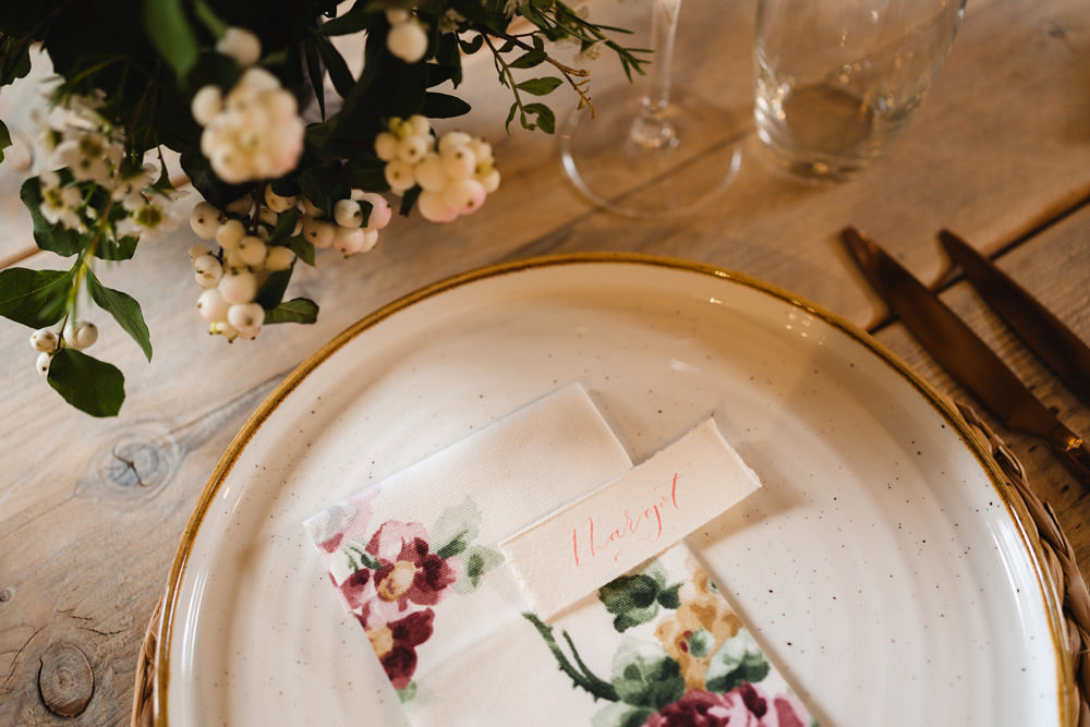Place Setting Name Card Medieval Barn Wedding Sam Gibson Photography