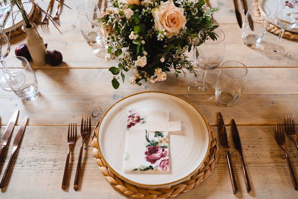 Place Setting Name Card Medieval Barn Wedding Sam Gibson Photography