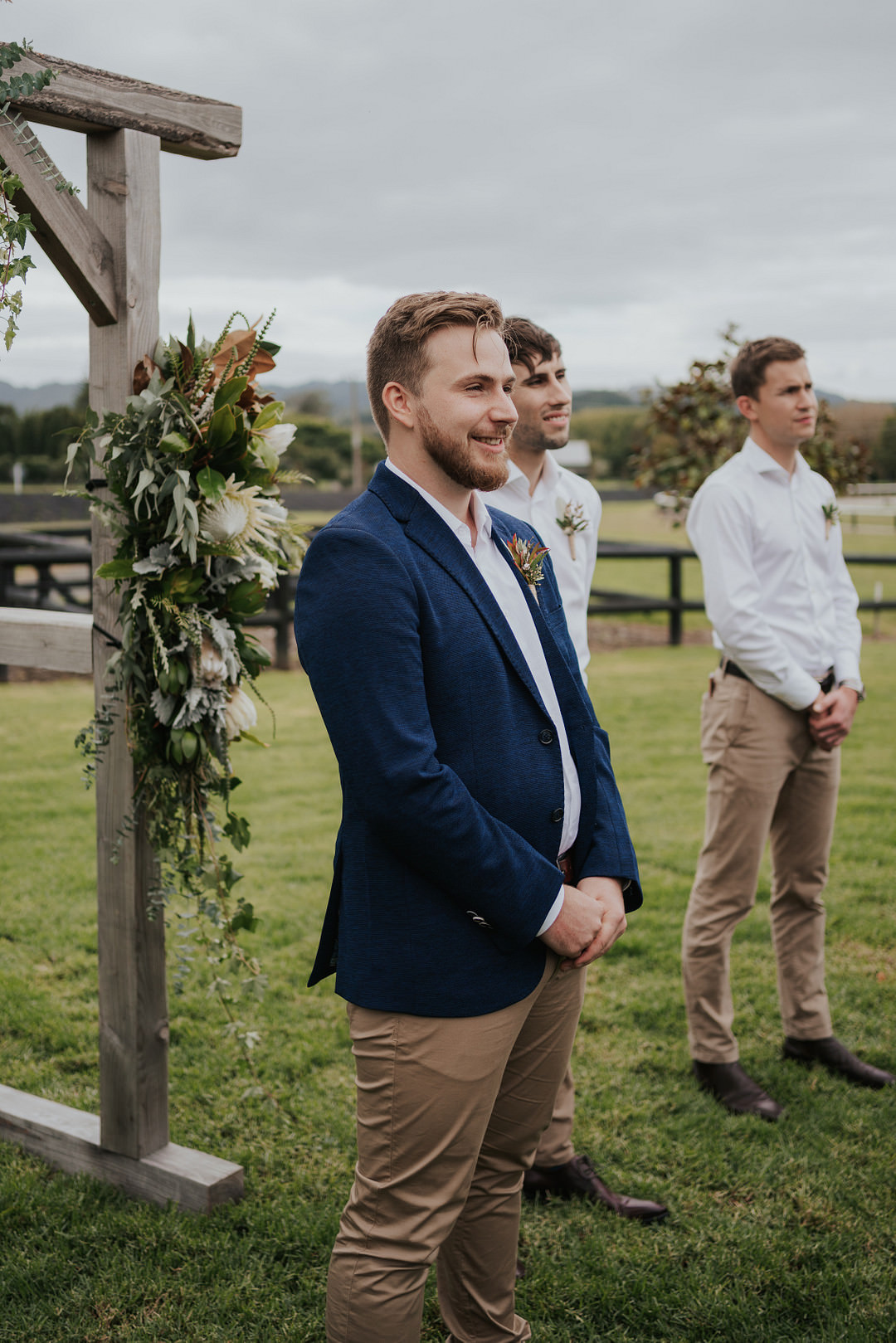 Groom Navy Jacket Suits Shirts Chinos Rustic New Zealand Wedding PIA Photo Film