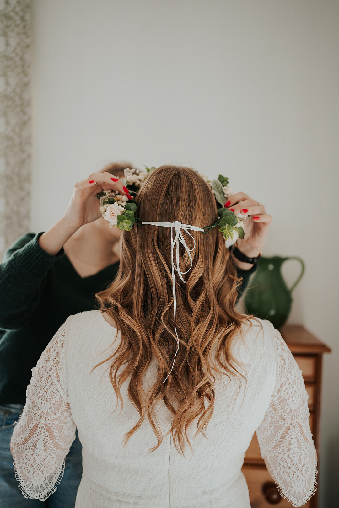 Bride Bridal Flower Crown Hair Down Waves Rustic New Zealand Wedding PIA Photo Film