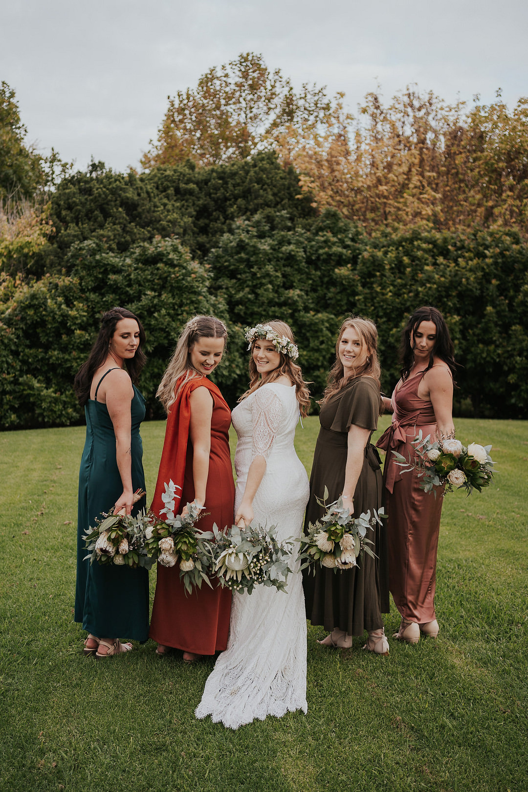 Mismatched Bridesmaids Dress Dresses Rustic New Zealand Wedding PIA Photo Film