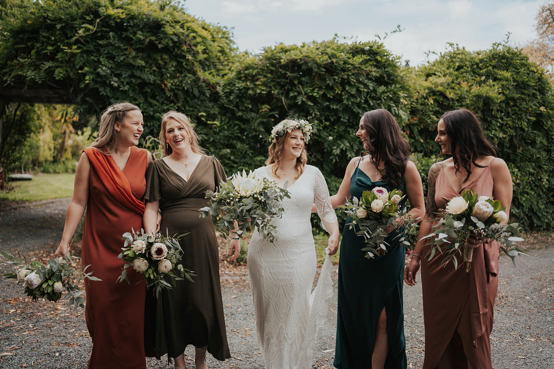 Mismatched Bridesmaids Dress Dresses Rustic New Zealand Wedding PIA Photo Film