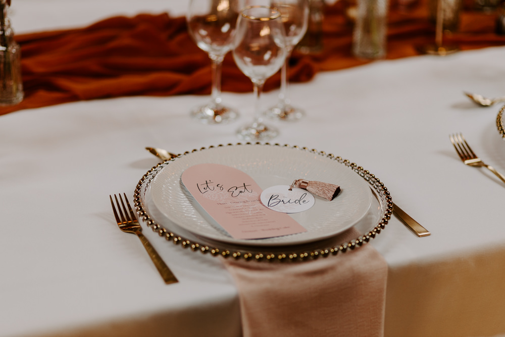 Terracotta Wedding Ideas Opperhill Photography Place Setting Decor Charger Plate Blush Gold