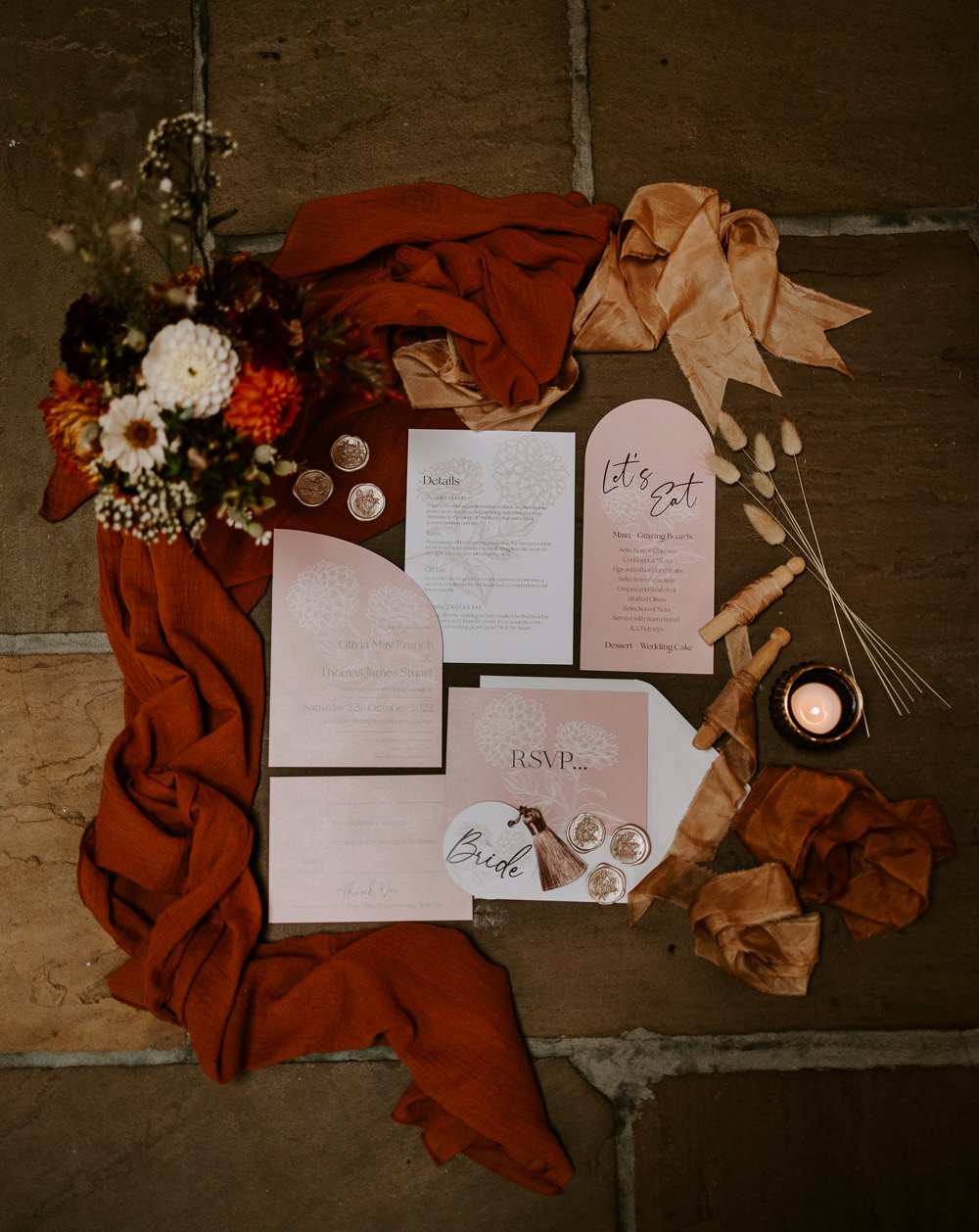 Stationery Pink Curve Invite Invitation Terracotta Wedding Ideas Opperhill Photography