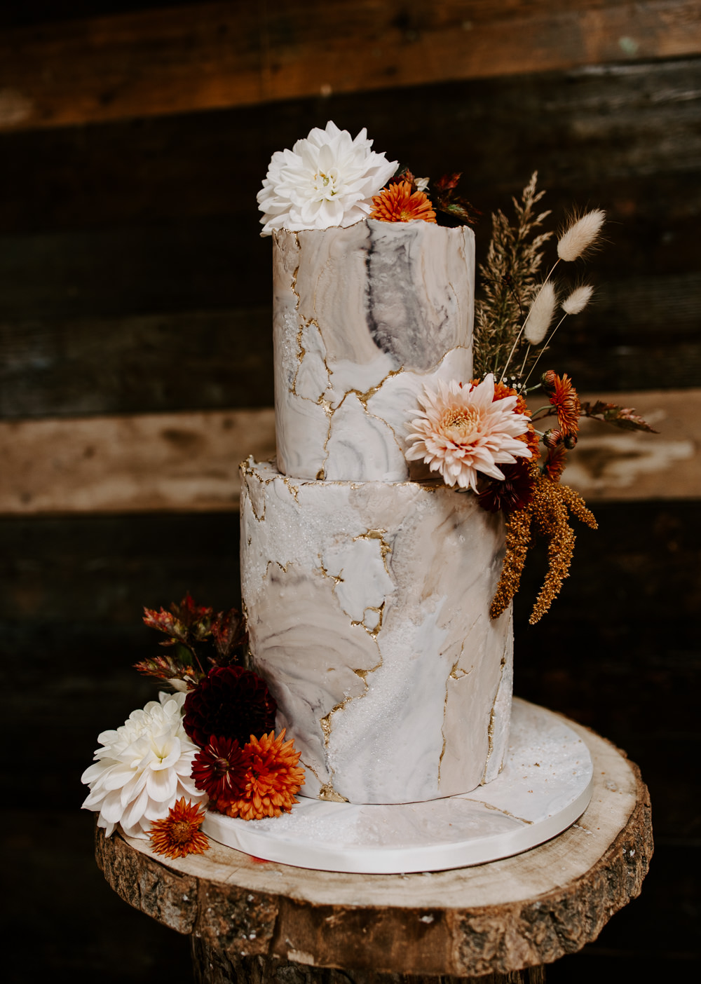 Two Tier Marble Cake Flowers Decor Terracotta Wedding Ideas Opperhill Photography
