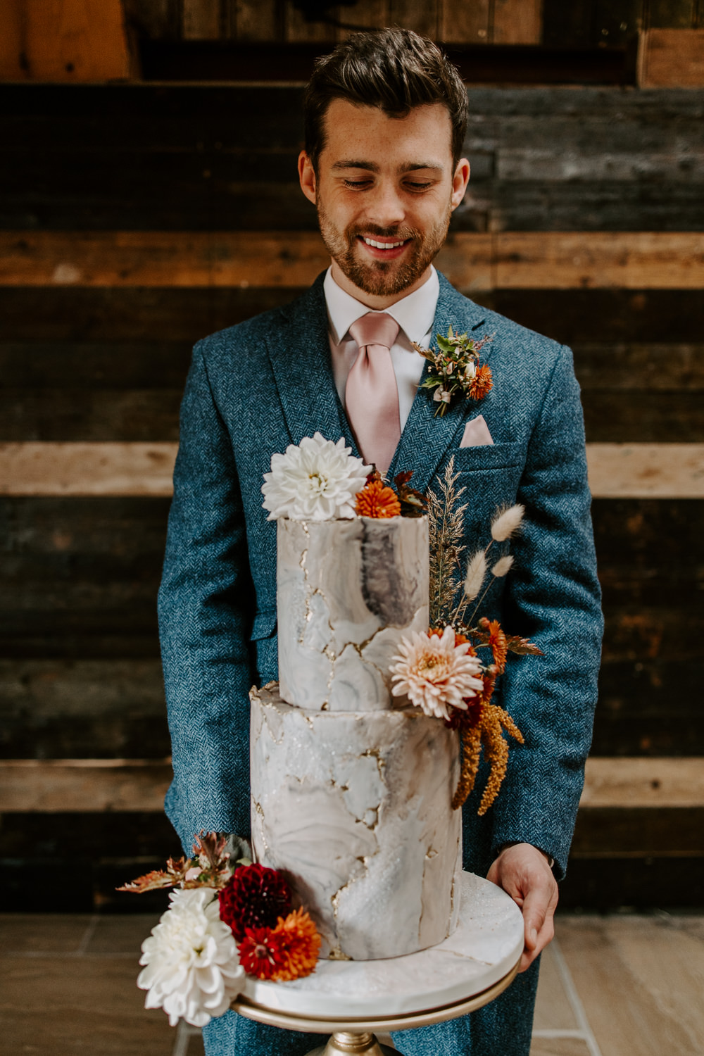 Two Tier Marble Cake Flowers Decor Terracotta Wedding Ideas Opperhill Photography