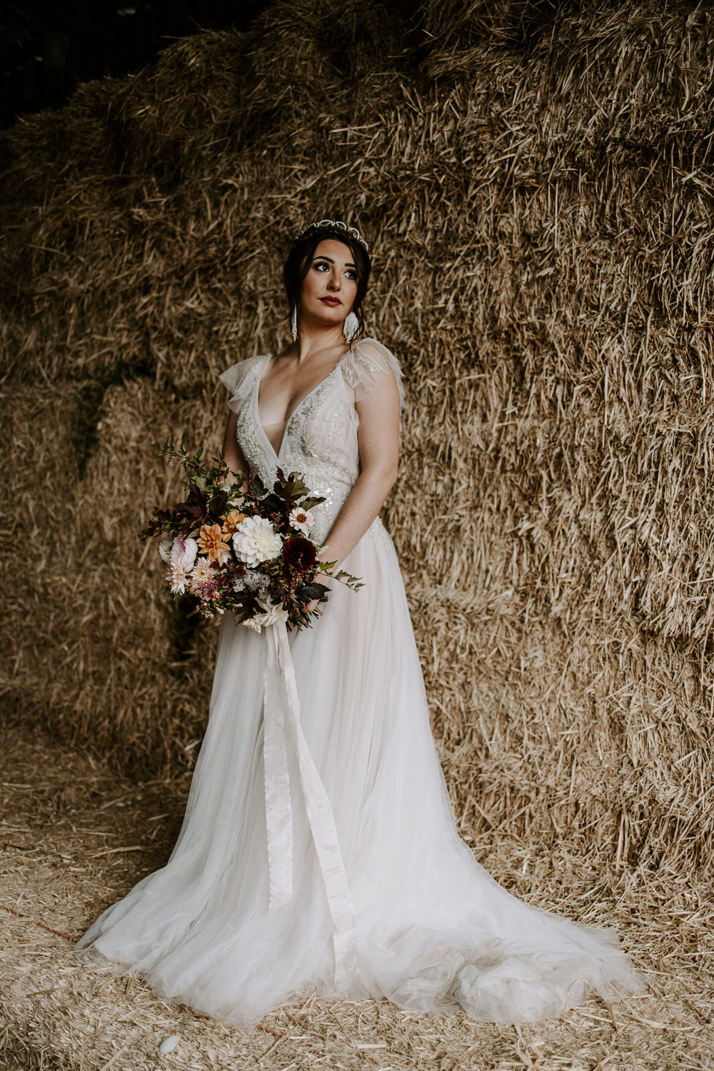 Dress Gown Bride Bridal Tulle Lace Straps Terracotta Wedding Ideas Opperhill Photography