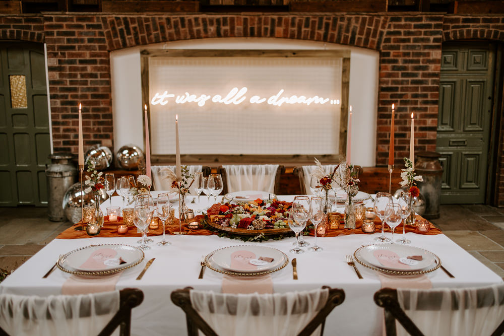 Table Decor Candles Flowers Vase Autumn Rust Orange Terracotta Wedding Ideas Opperhill Photography