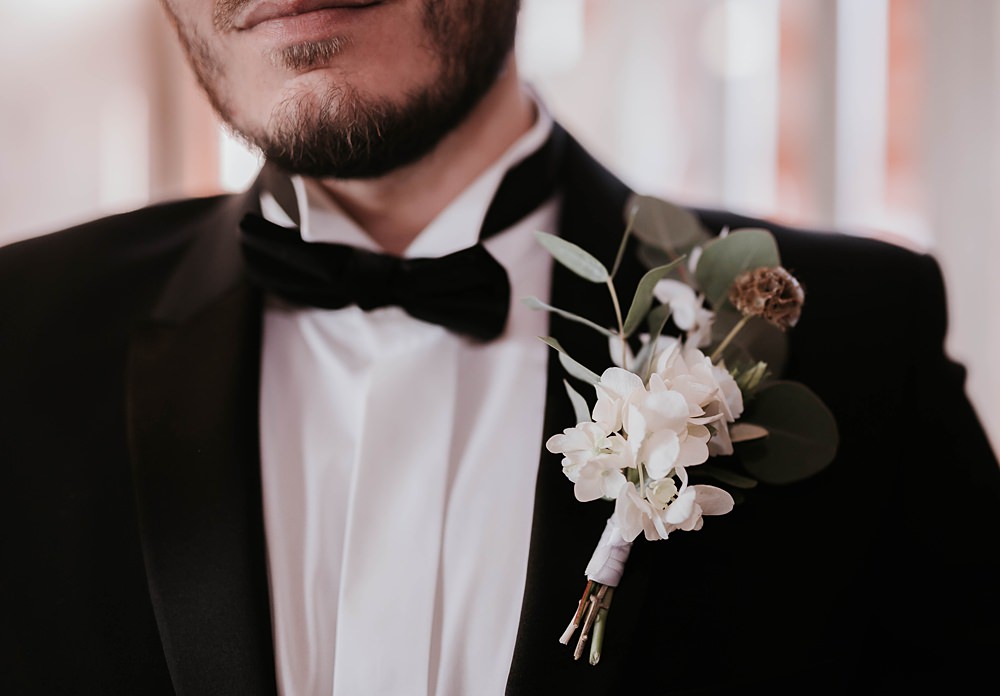 Groom Buttonhole Flowers The Hall Barns Wedding Prestwold Sophie Mort Photography