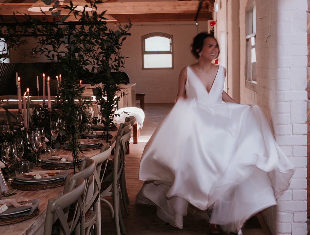 Dress Gown Bride Bridal Straps Bow Back Full Skirt The Hall Barns Wedding Prestwold Sophie Mort Photography