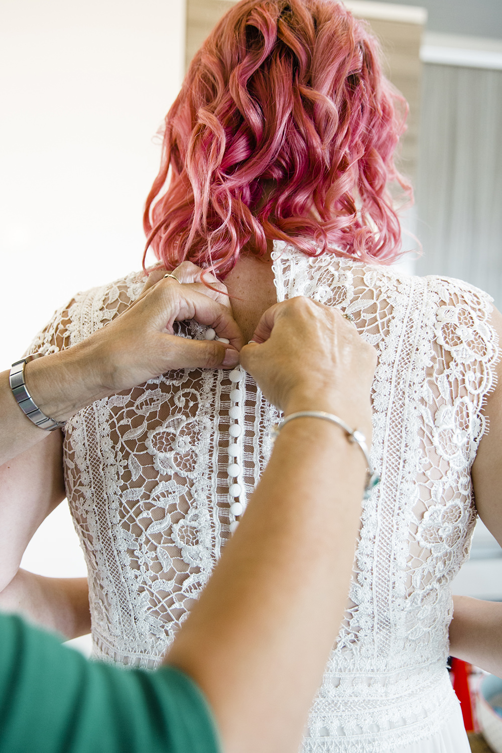 Dress Gown Bride Bridal Lace Buttons Tiki Wedding AW Wedding Photography