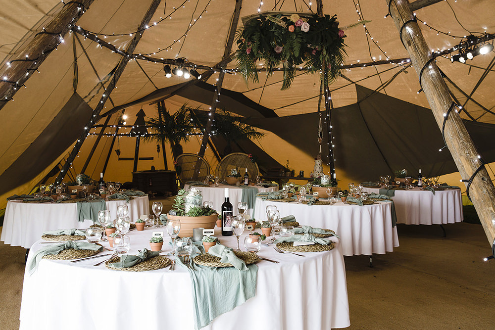 Greenery Hoops Tipi Decor Festoon Lights Tiki Wedding AW Wedding Photography