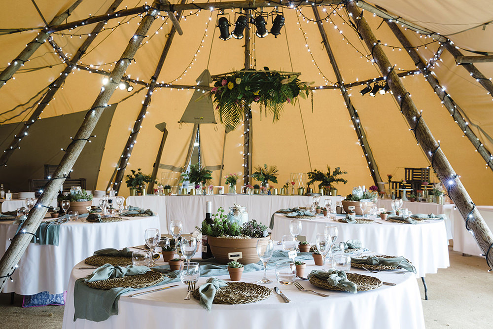 Greenery Hoops Tipi Decor Festoon Lights Tiki Wedding AW Wedding Photography