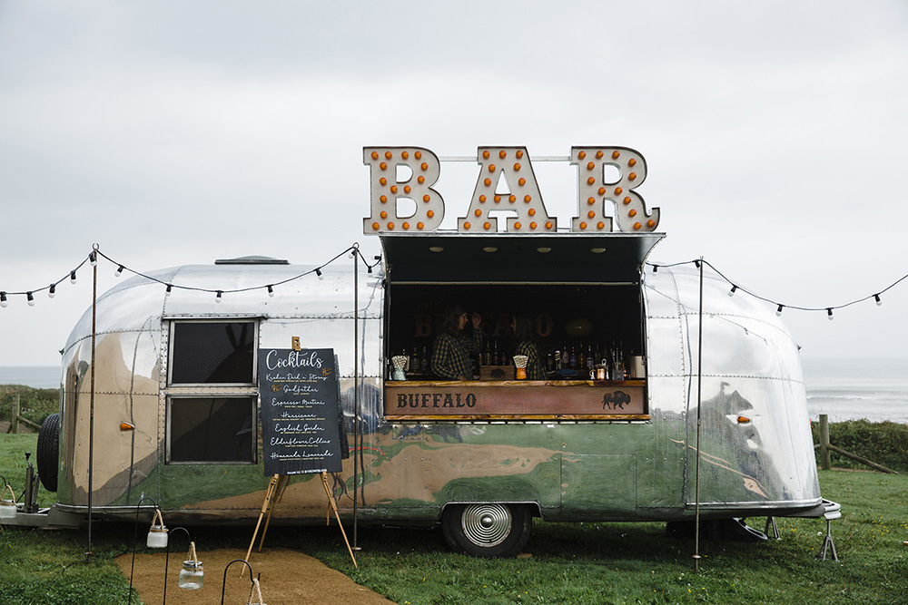 Airstream Bar Lights Lighting Drinks Tiki Wedding AW Wedding Photography