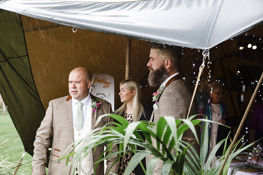 Groom Groomsmen Suit Brown Tweed Tiki Wedding AW Wedding Photography