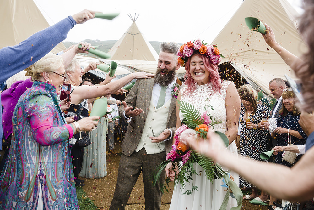 Confetti Throw Tiki Wedding AW Wedding Photography