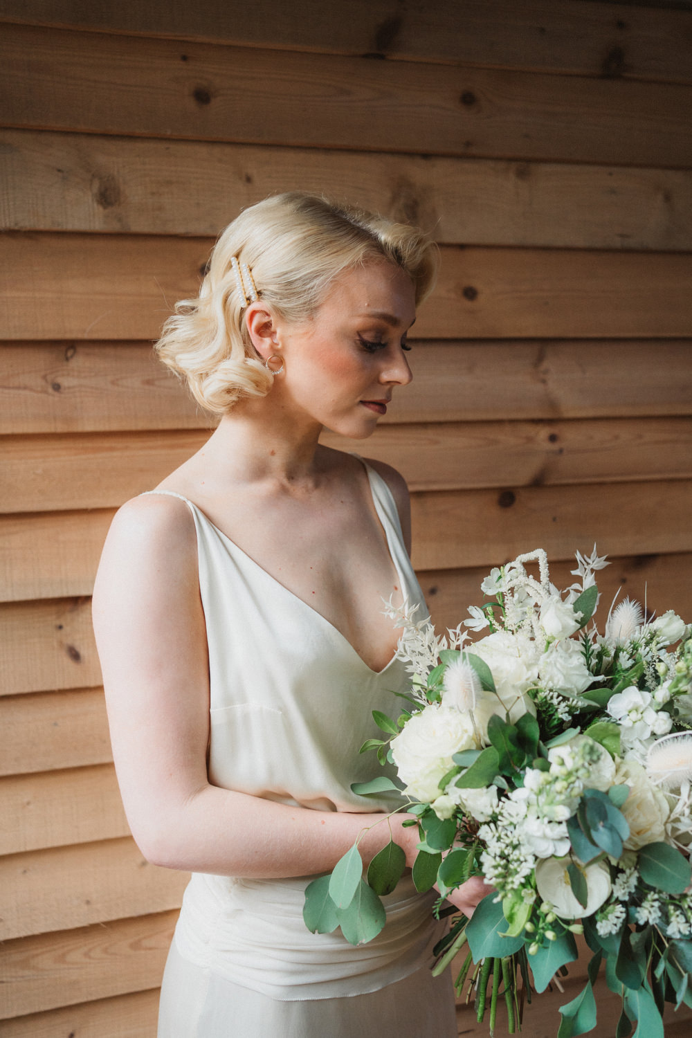 Bouquet Flowers Bride Bridal Greenery White Upthorpe Wood Wedding Emily Tyler Photography