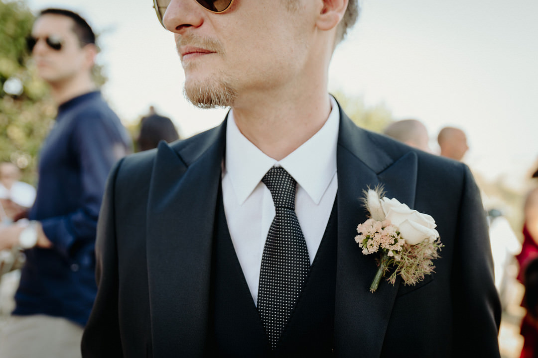 Groom Buttonhole Flowers Vineyard Wedding Italy Claudia Santi Photography