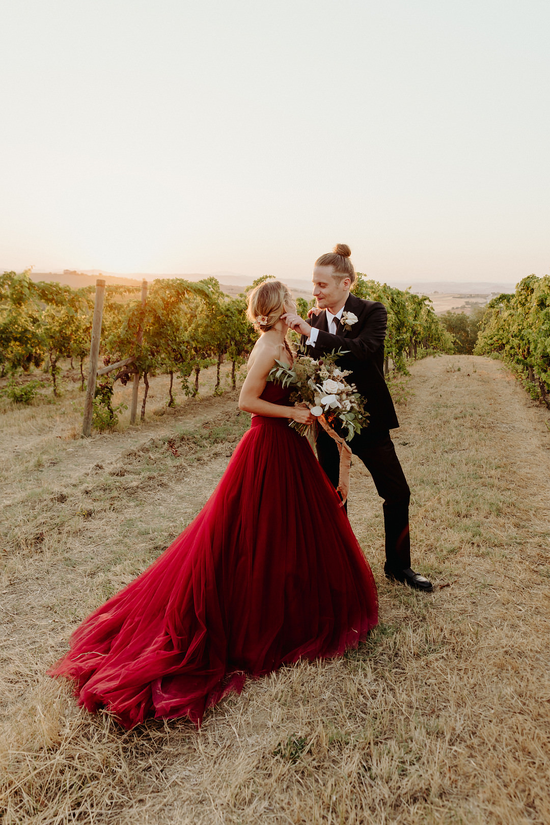 Vineyard Wedding Italy Claudia Santi Photography Dress Gown Bride Bridal Red