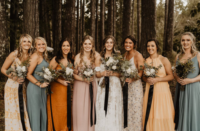 Mismatched Bridesmaids Dress Dresse Jewel Tones Long Washington Lakeside Wedding Claudia Noelle Photography