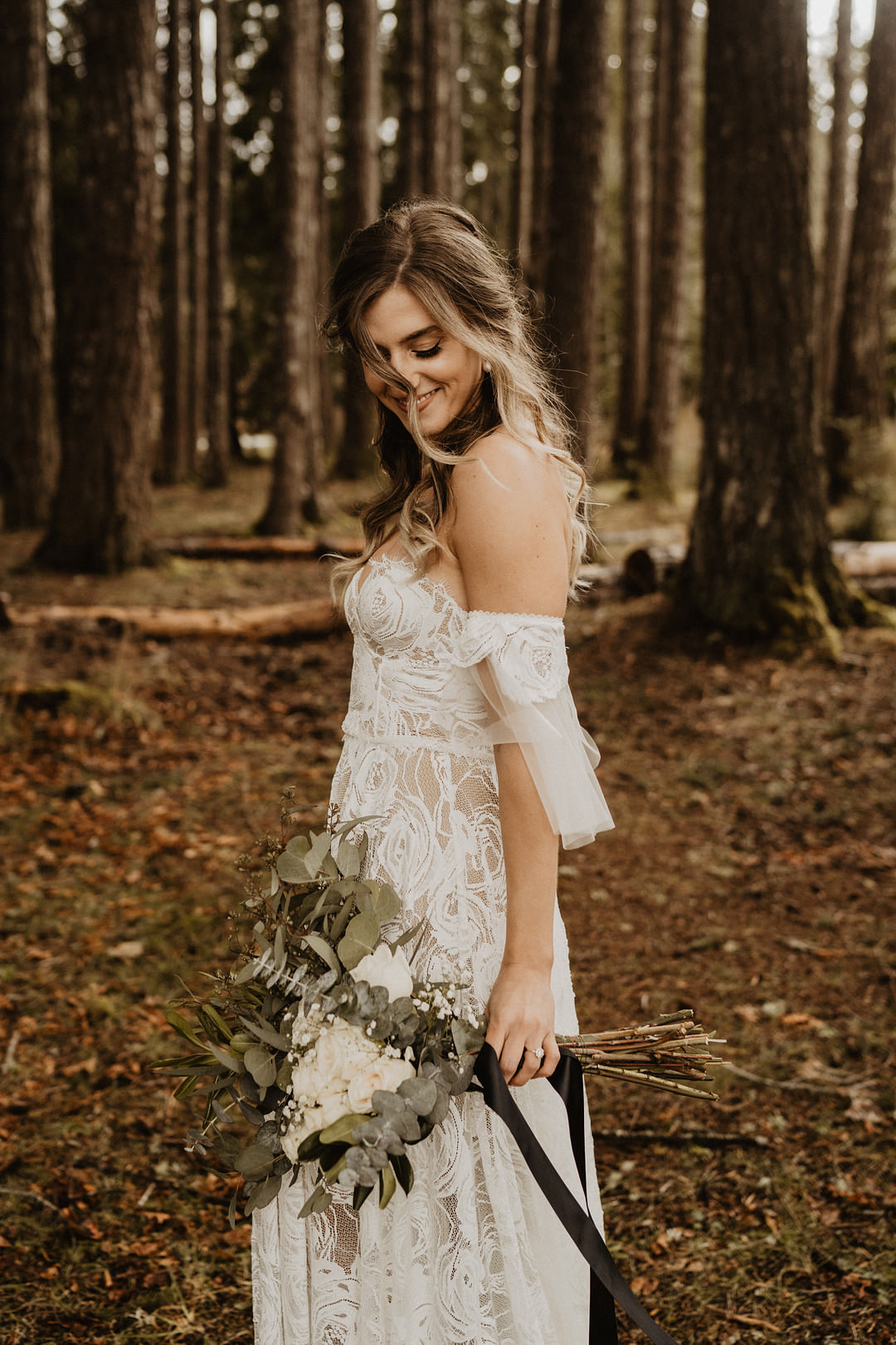 Dress Gown Bride Bridal Lace Boho Grace Loves Lace Washington Lakeside Wedding Claudia Noelle Photography