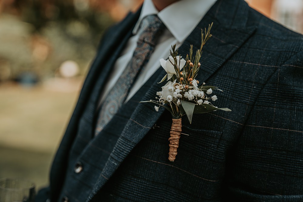Groom Buttonhole Flowers Twine Whimsical Wonderland Wedding Amber Louise Photography