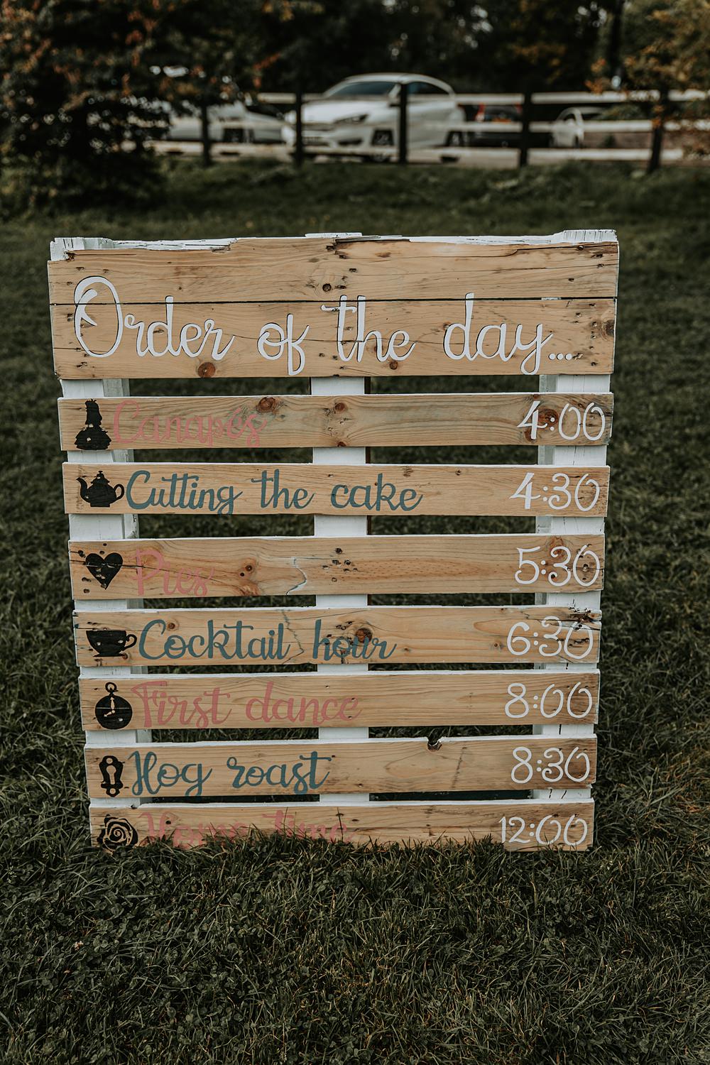 Wooden Pallet Sign Signage Painted DIY Whimsical Wonderland Wedding Amber Louise Photography