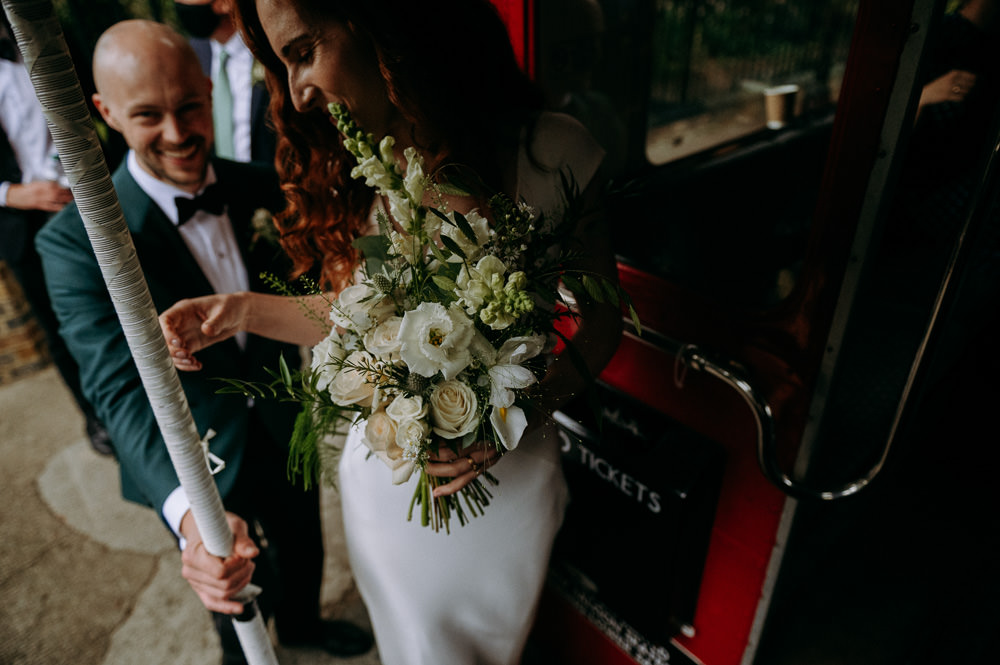 Bouquet Flowers Bride BRidal White Stocks Rose Bethnal Green Wedding Andrew Brannan Photography
