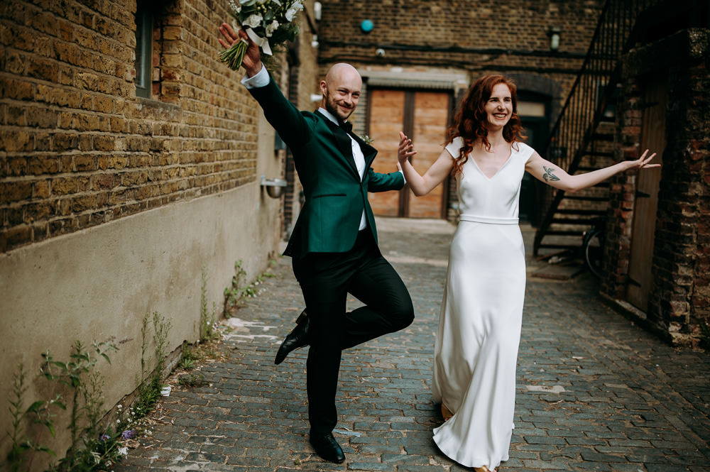 Dress Gown Bride Bridal Silk Bias Cut Bethnal Green Wedding Andrew Brannan Photography