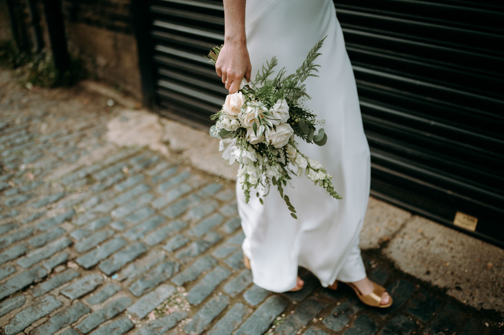 Bouquet Flowers Bride BRidal White Stocks Rose Bethnal Green Wedding Andrew Brannan Photography