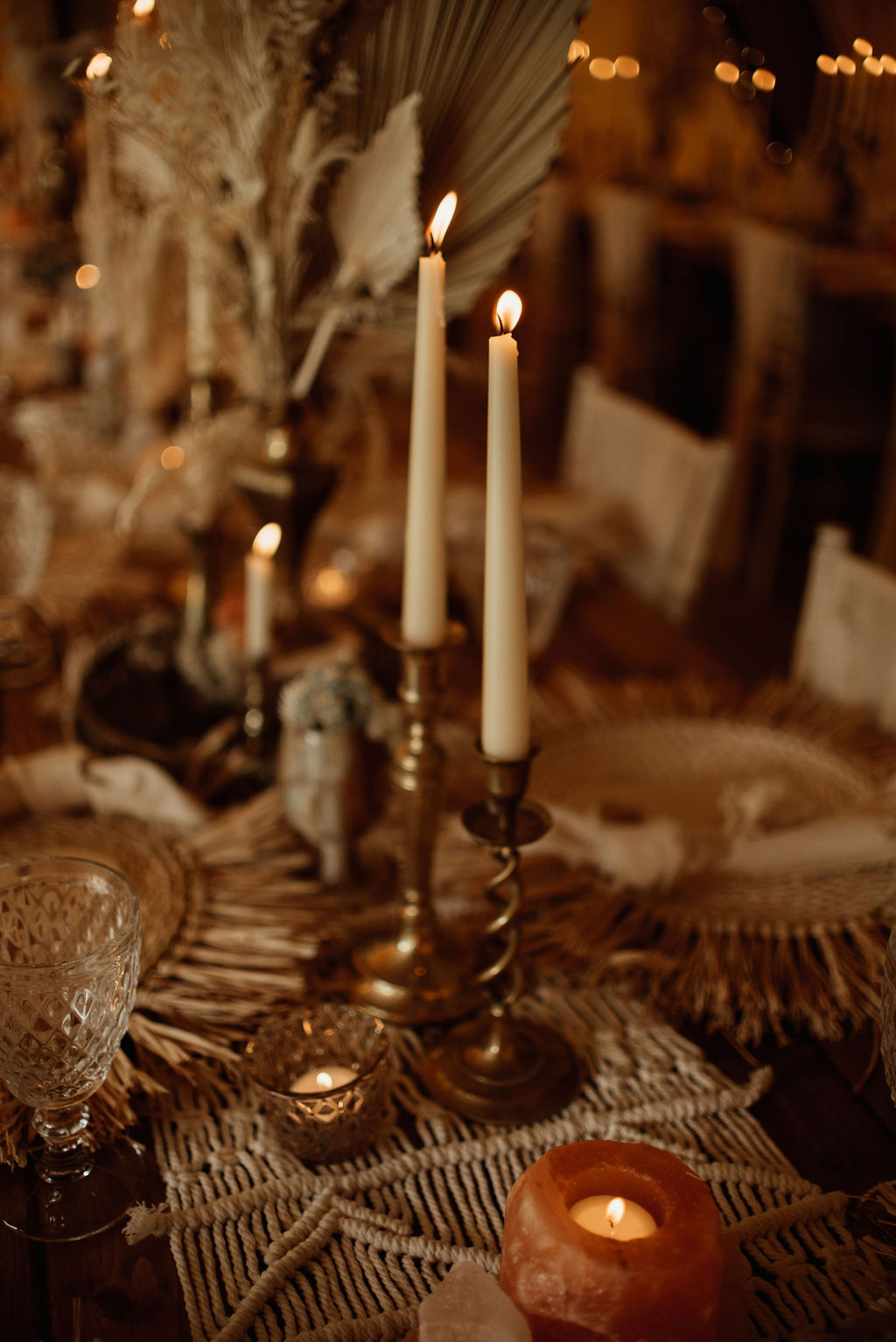 Gold Candlesticks Boho Tipi Wedding Ideas Sara Ribera Photography