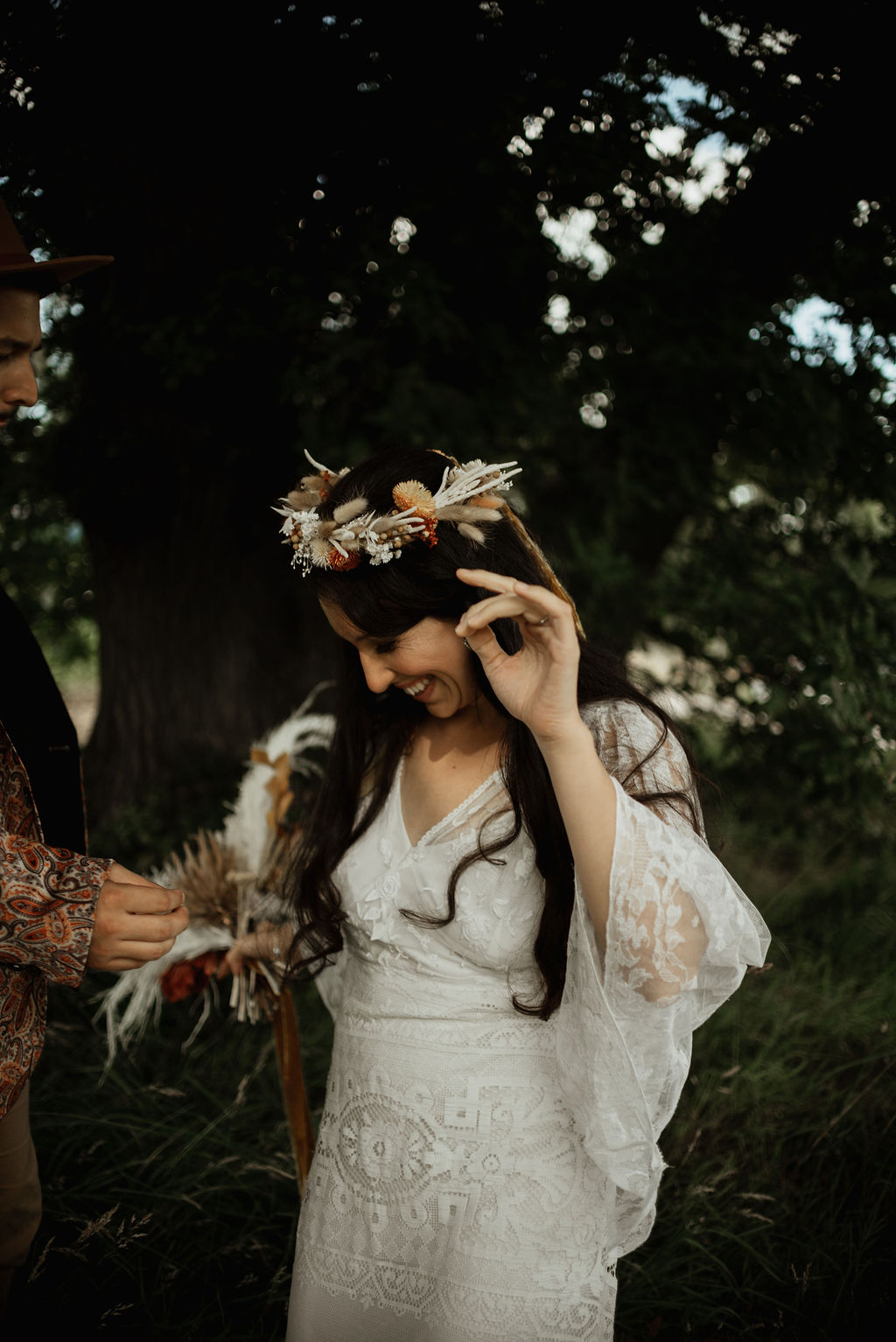 Dried Flower Crown Bride Boho Tipi Wedding Ideas Sara Ribera Photography