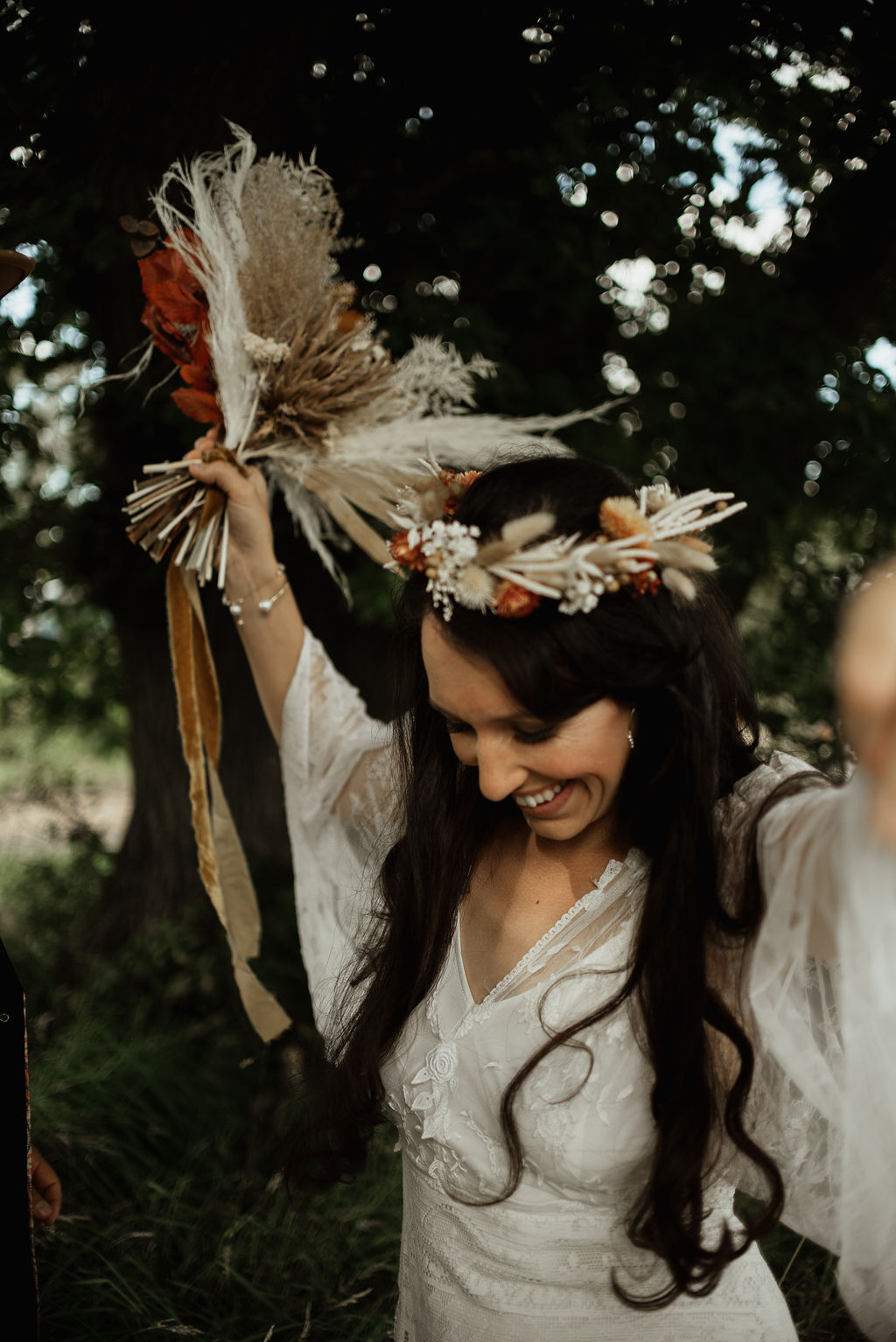Dried Flower Crown Bride Boho Tipi Wedding Ideas Sara Ribera Photography