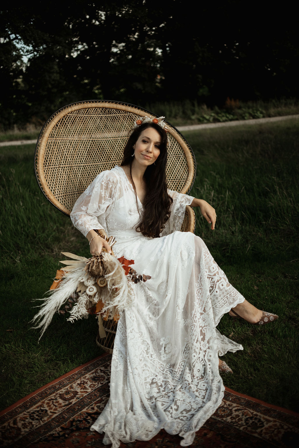 Dress Gown Bride Bridal Lace Long Sleeves Boho Tipi Wedding Ideas Sara Ribera Photography