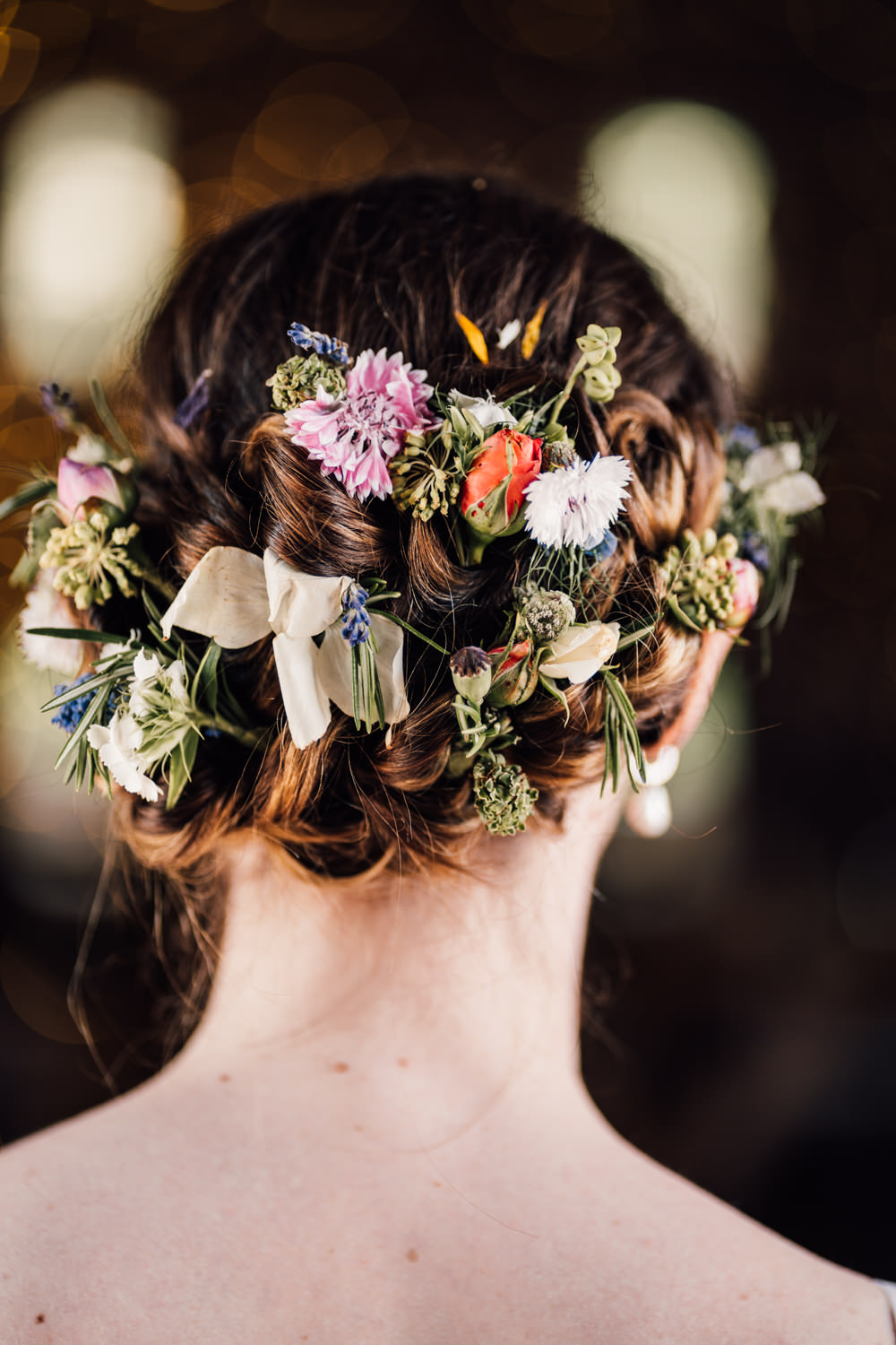 Bride Hairstyle Up Do Flowers Bridal Barn Wedding Bowl Of Corks